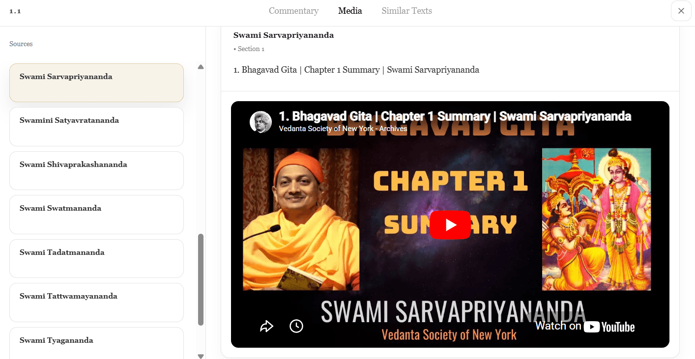 Screenshot of the media library feature displaying lecture sources and a video.